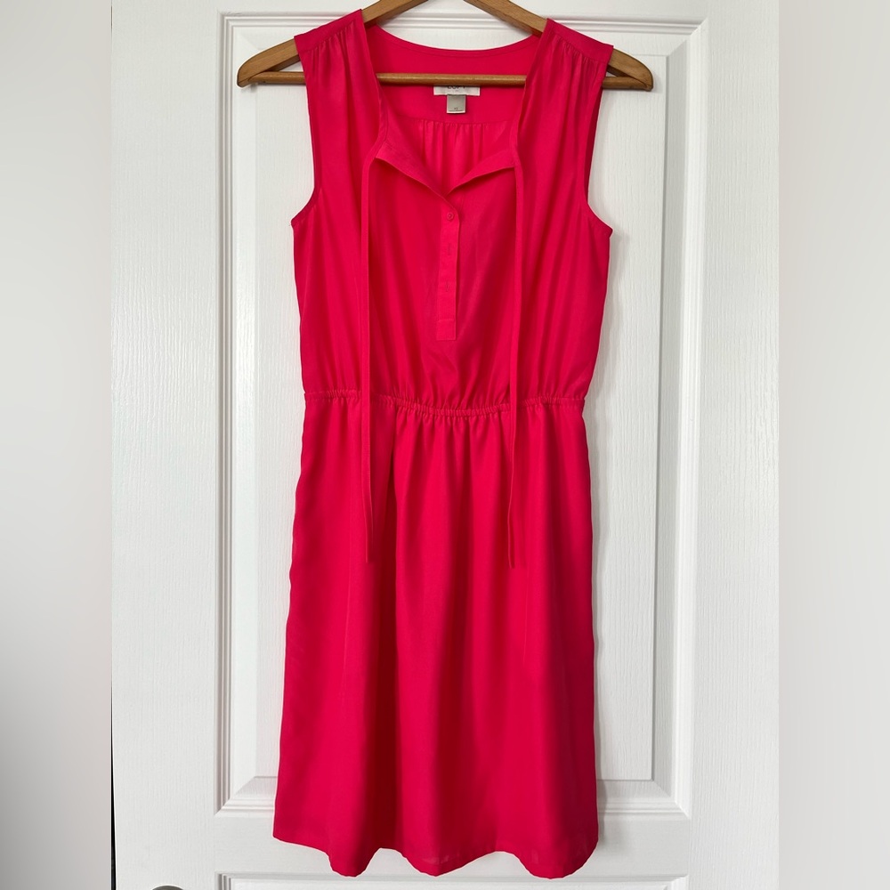 LOFT Vibrant Pink Midi Dress